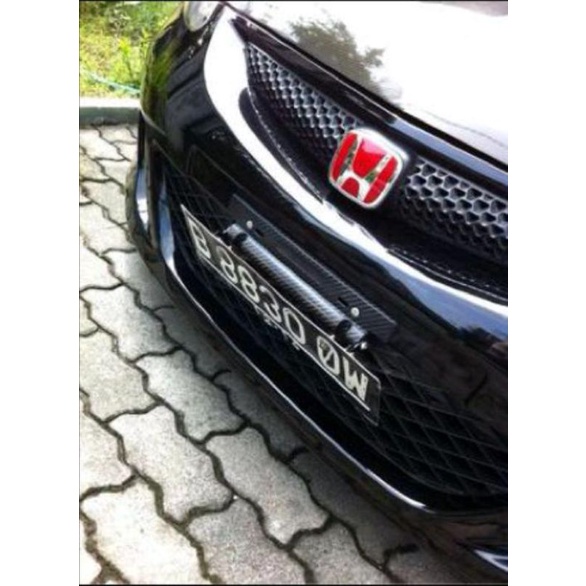 DUDUKAN PLAT NOMOR JDM CARBON LOGO T SILVER