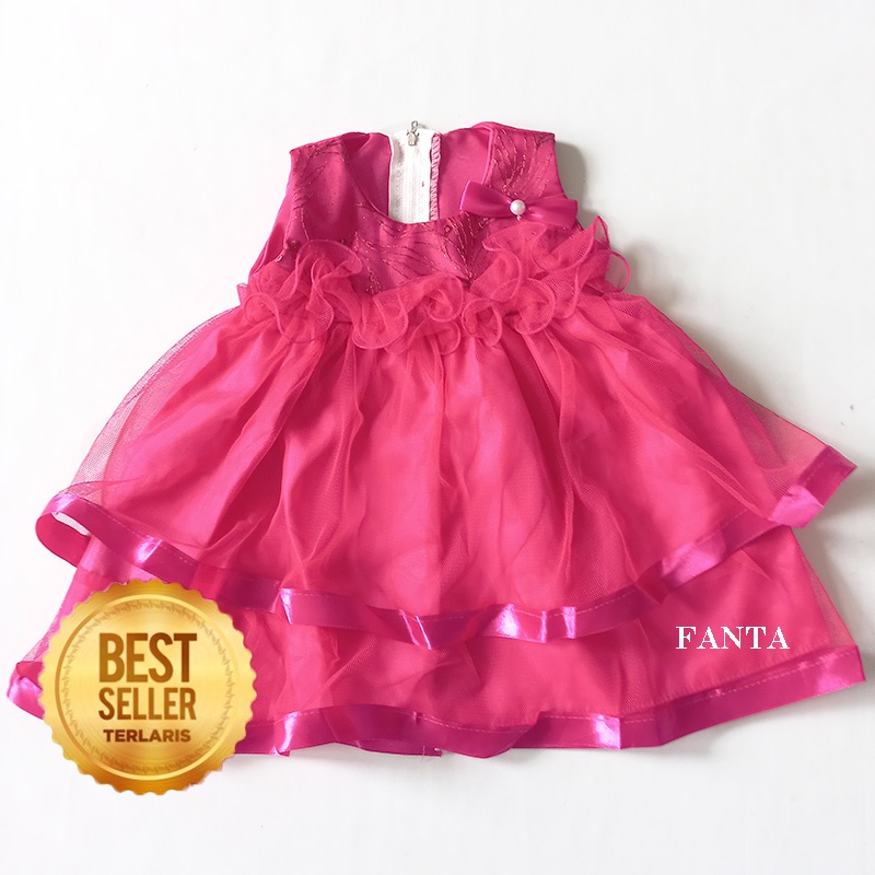 Gaun Bayi Perempuan 0 6 bulan Warna Abu Silver Korea Kekinian Import Dress Baby Cewek Ulang Tahun Sleeveles New Born KA103