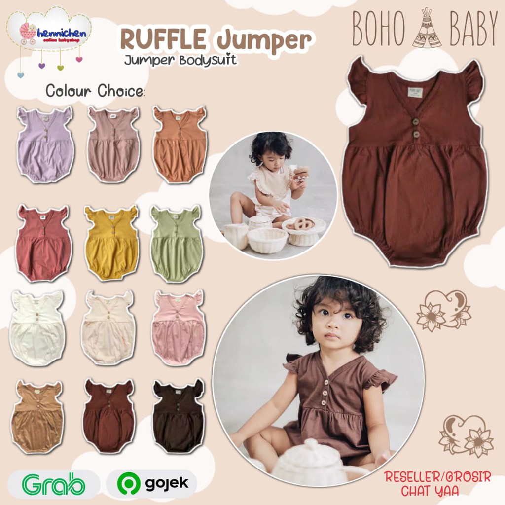 PROMO 7.7 BOHO BABY Ruffle Jumper anak Jumper bayi Bodysuit 0 - 2 Tahun BOHOBABY BOHOPANNA