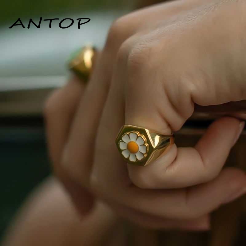 Bunga Aster Drop Wax Bunga Cincin Aksesoris Fashion Pria Wanita ANTOP