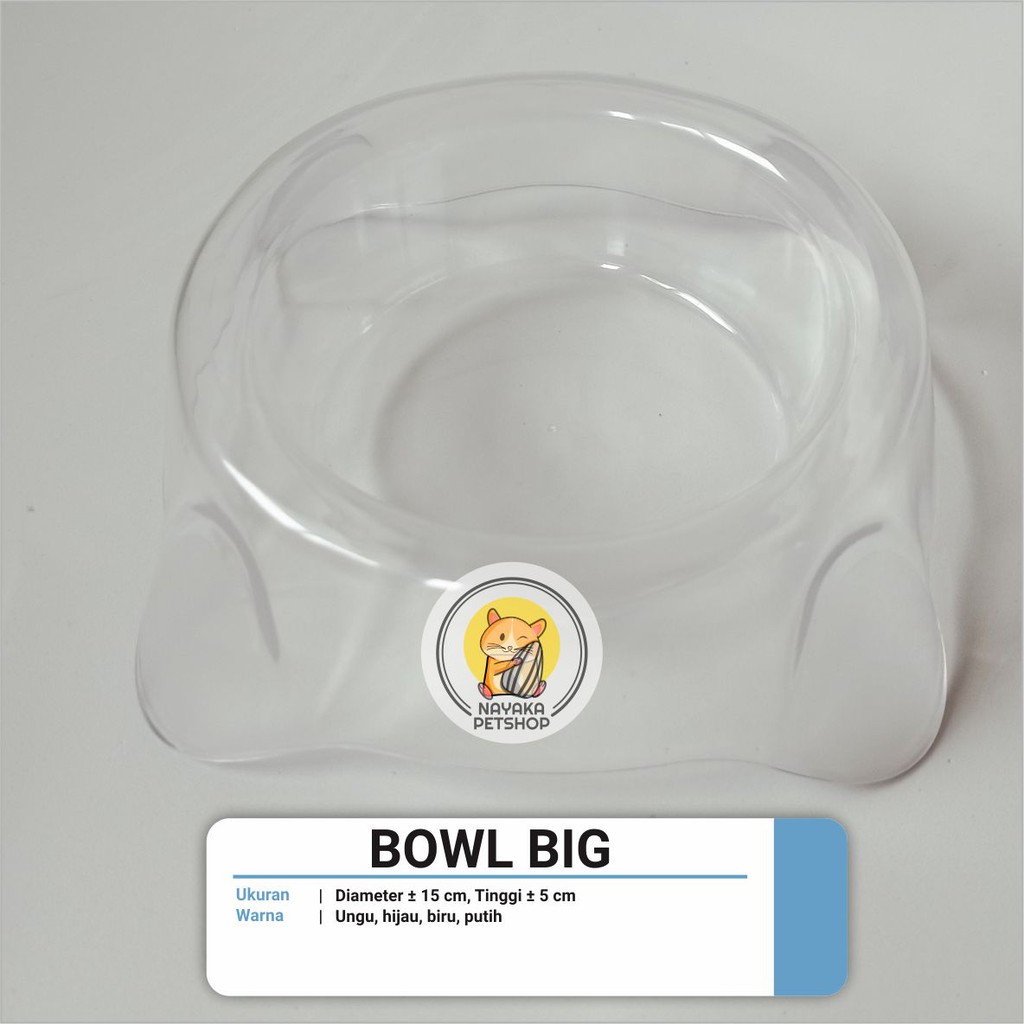 Bowl Big Piring Tempat Wadah Makan Minum Hewan Kucing Kelinci Marmut Guinea Pig Musang