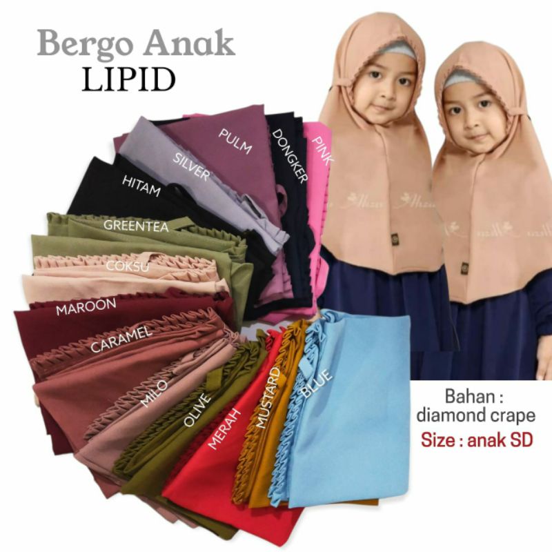 Hijab Anak Bergo Lipit / Jilbab Anak Lipit Bergo Lipid