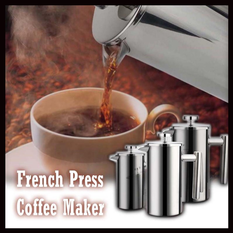 French Press Coffee Maker Pot Stainless Steel Teko Kopi French Press Stainless Steel Anti Pecah