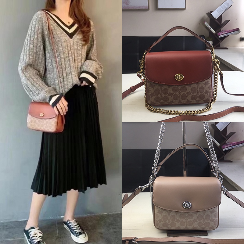 COACH 89089 New Fashion Flip Shoulder Bag/Tas Selempang/Tas Kotak Kecil