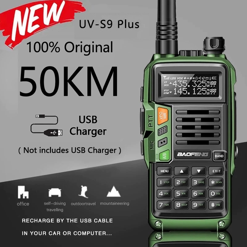 AKN88 - HT UV-S9 PLUS Walkie Talkie Dual Band 10W 2800 mAH- 50 KM