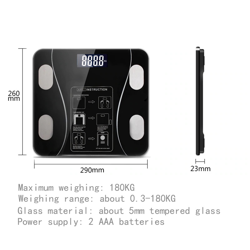 Timbangan Badan Digital BMI Kadar Lemak Lengkap Body Fat Scale Mass Monitor Analysis 180 Kg