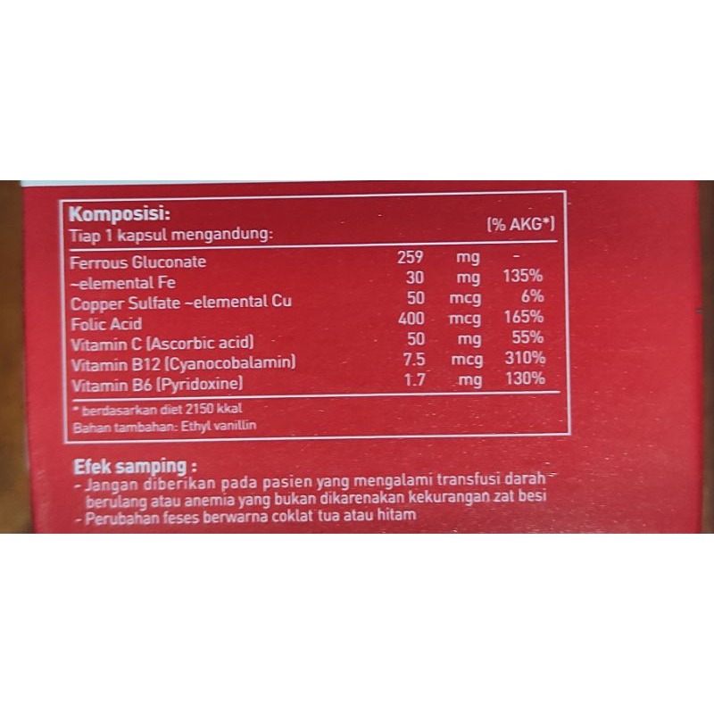 Sangobion 4 Kapsul / Vitamin Penambah Darah / Kemasan Ekonomis / Obat Anemia