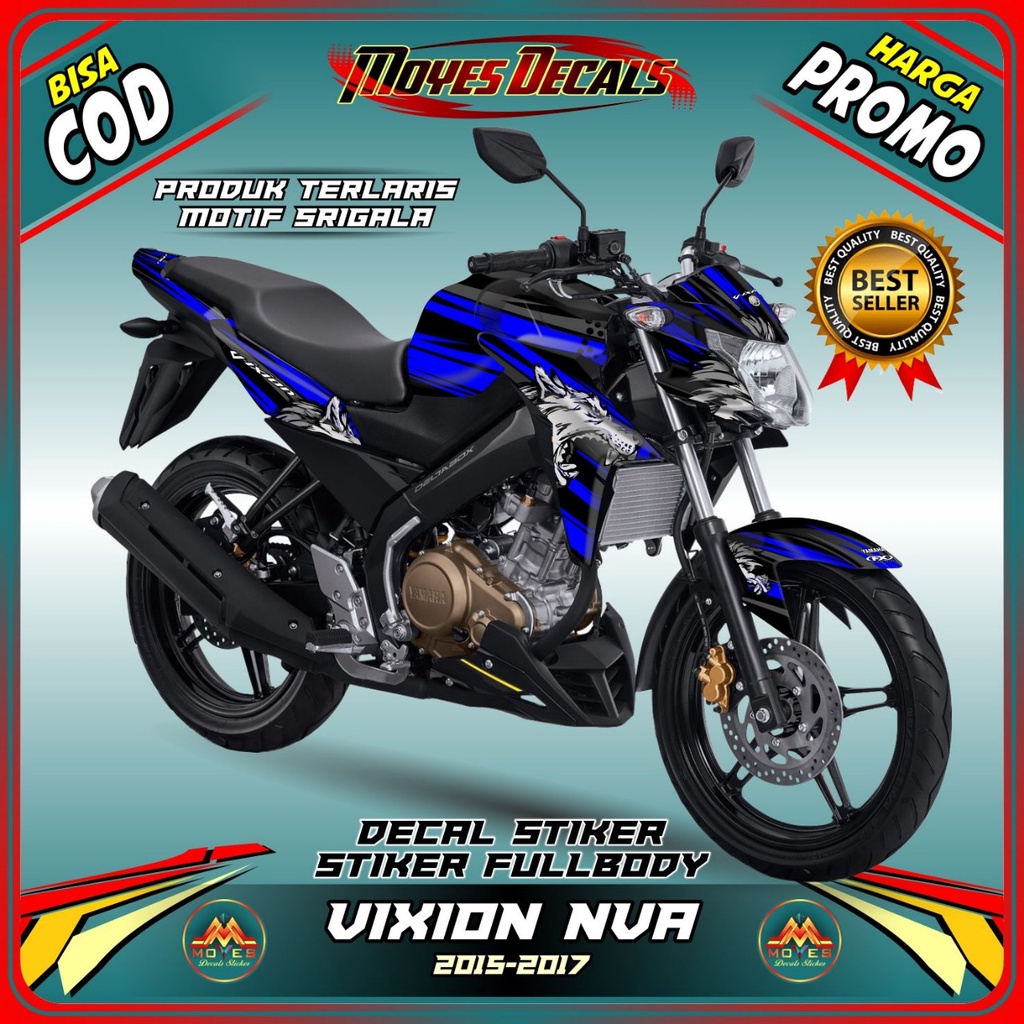 Decal Stiker Vixion NVA Motif Wolf Rider Biru Full Body