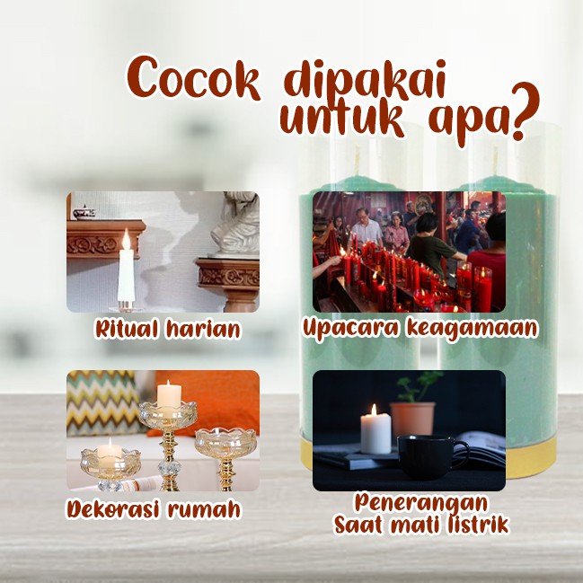 Lilin Lotus Hijau Serbaguna Pilar 1 Kati Sepasang