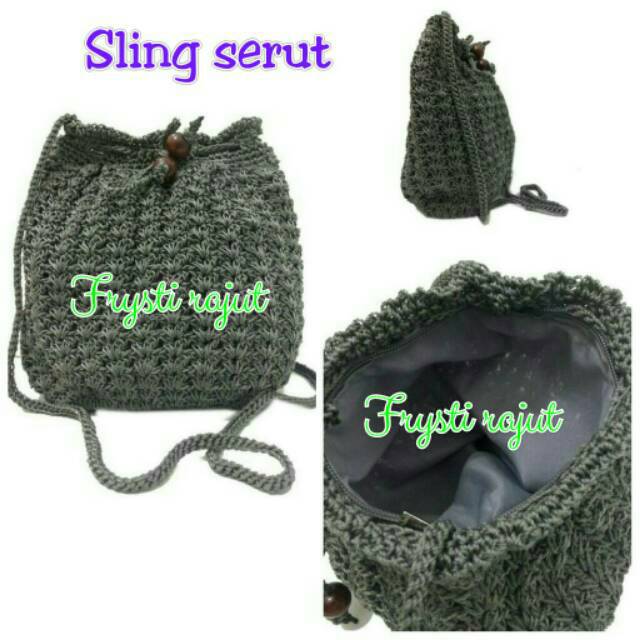 Tas rajut selempang serut