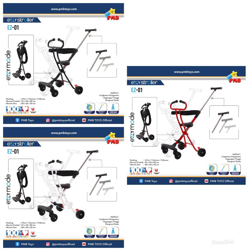 Ezzy Stroller PMB EZ01 Kereta dorong bayi trike t3 Praktis