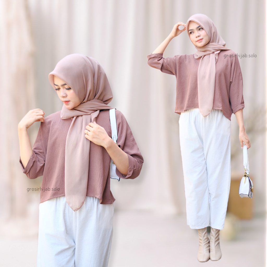 (AMD) BLOUSE BRILIAN KEMEJA CROP OVERSIZE AIRFLOW ATASAN WANITA