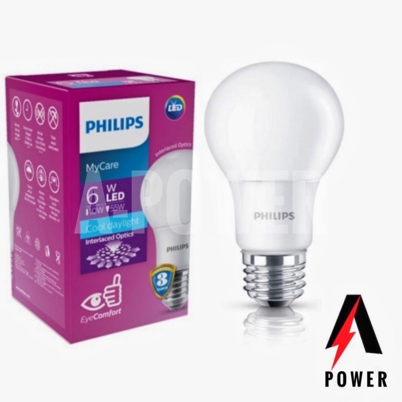 Philips - Lampu LED Bulb/Bohlam MyCare 6W (Putih / Kuning)