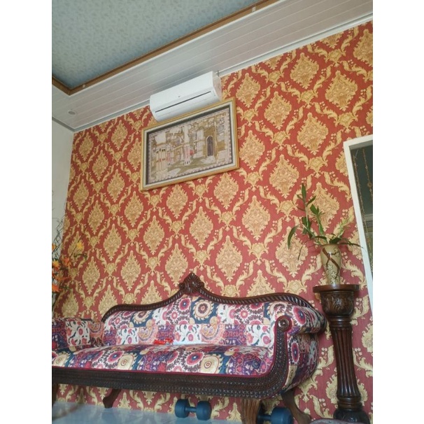jasa pemasangan wallpaper dinding stiker wallpaper 3D dan wallpaper vinyl timbul ukuran 53 CM * 10 m