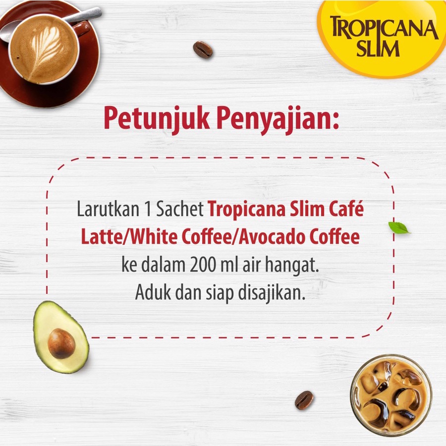 Tropicana Slim Avocado Coffee Sugar Free 1 Box isi 4 Sachet