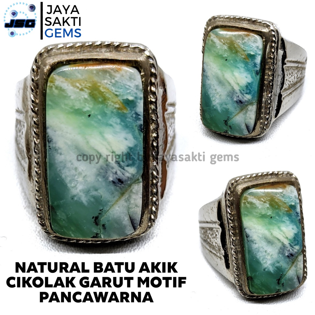 Natural Batu Akik Cikolak Garut Motif Pancawarna CKG08