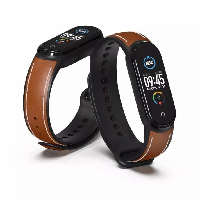 Aksesoris Tali Strap Silicone Kulit Leather Mi Band 4 5 6 Amazfit Band 5 Hot