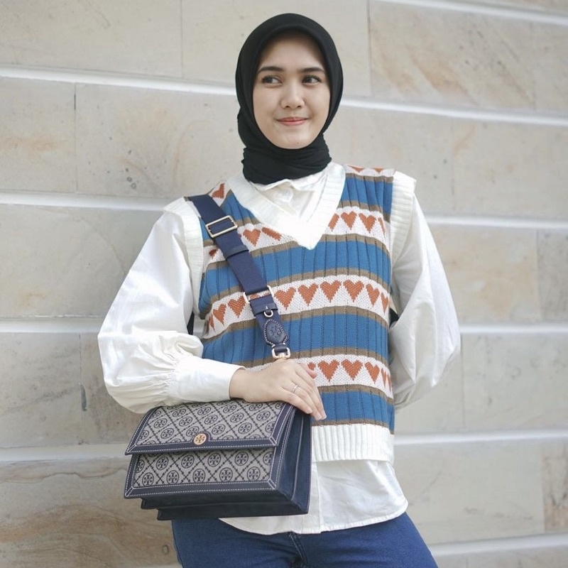 TB T Monogram Jacquard Shoulder Bag