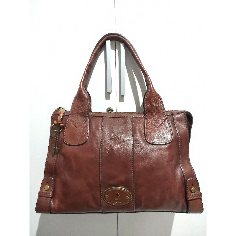 Fossil Satchel Weekender Preloved Top Handle Bag (no key)