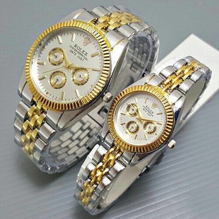 BAJ JAM TANGAN COUPLE ROLEX RANTAI GROSIR MURAH PASANGAN PRIA WANITA RX004