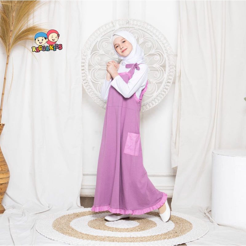 Set Over All Gamis Anak Perempuan Remaja Tanggung Terbaru 2023 Baju Muslim Casual Syar'i Bahan Kaos katun Nyaman Adem Original Casual Raggakids