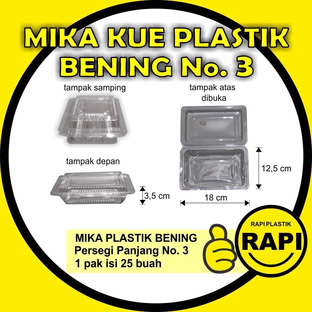 Mika Kue Bening Uk No 3 Plastik Mika Kemasan Kue Nasi Kuning Mie Goreng Makanan