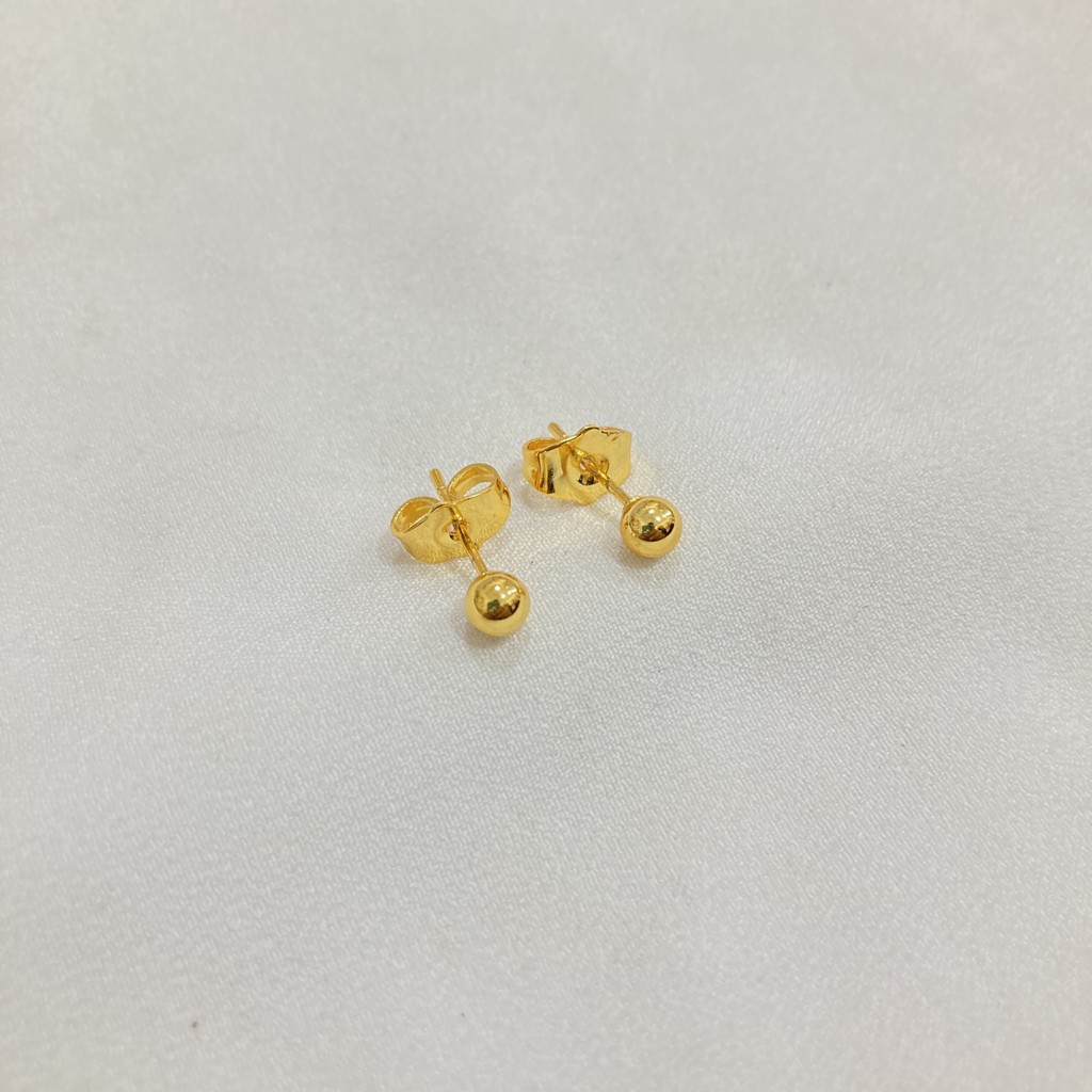 Anting Tusuk Bulat Simpel 4 mm / 5 mm Aksesoris Wanita