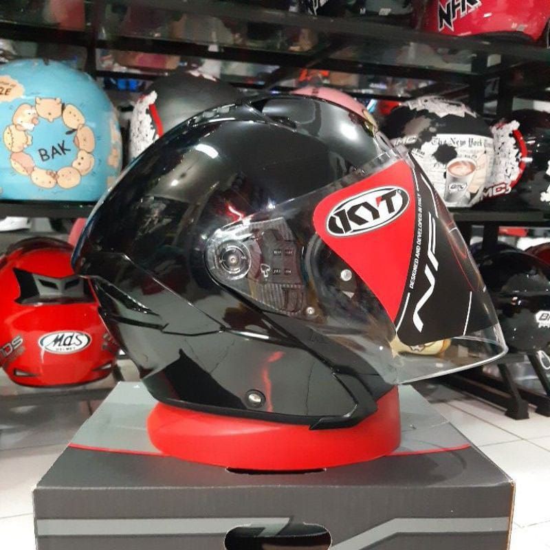 HELM KYT NFJ SOLID BLACK GLOSY|kyt nfj original