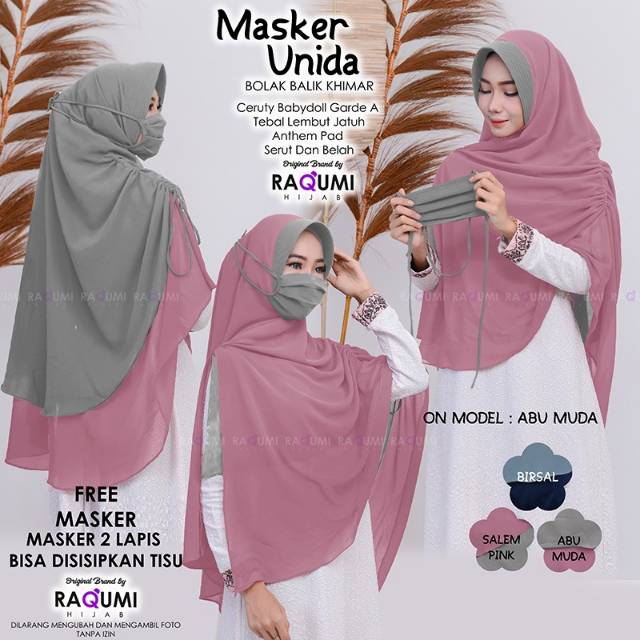 Masker unida khimar bolak balik by raqumi 100720