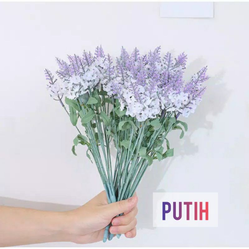 Bunga LAVENDER MINI Artificial / Bunga Plastik Hiasan Dekorasi-Putih