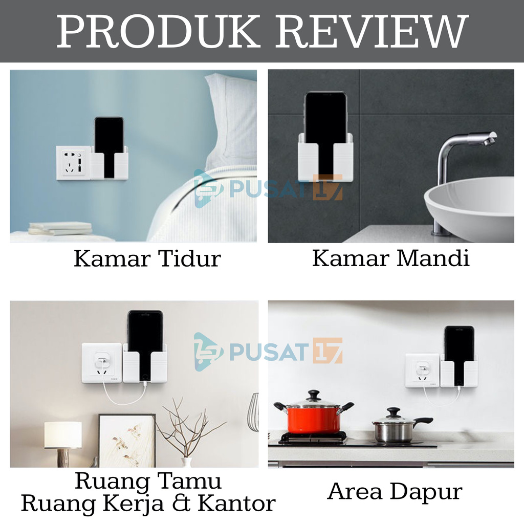 TERBARU CUCI GUDANG Rak Gantung HP Charger Remote TV AC Tempel Tembok Holder Phone Cas Tempel