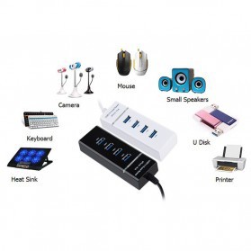 High Speed 4 Ports USB HUB 3.0 Adapter 5Gbps for Laptop PC / Notebook / Computer - 303 - Black
