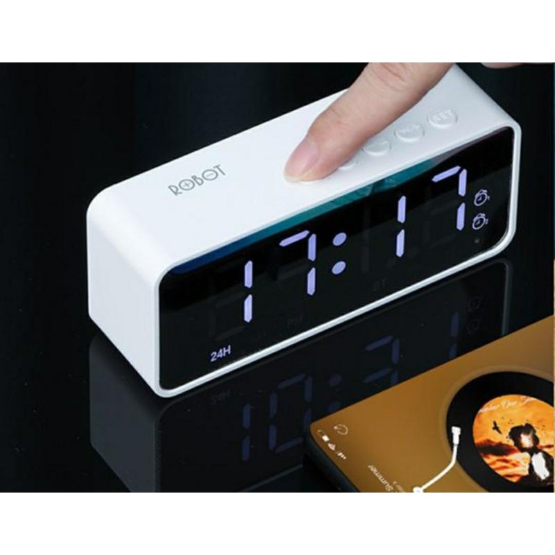 Speaker Robot RB150 Alam Clok Bluetooh 5.0 Speaker FM Radio Black