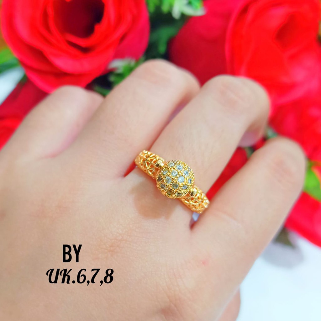 Cincin TITANIUM terkini model putar permata zircon,perhiasan emas wanita TIDAK karat || COD ||