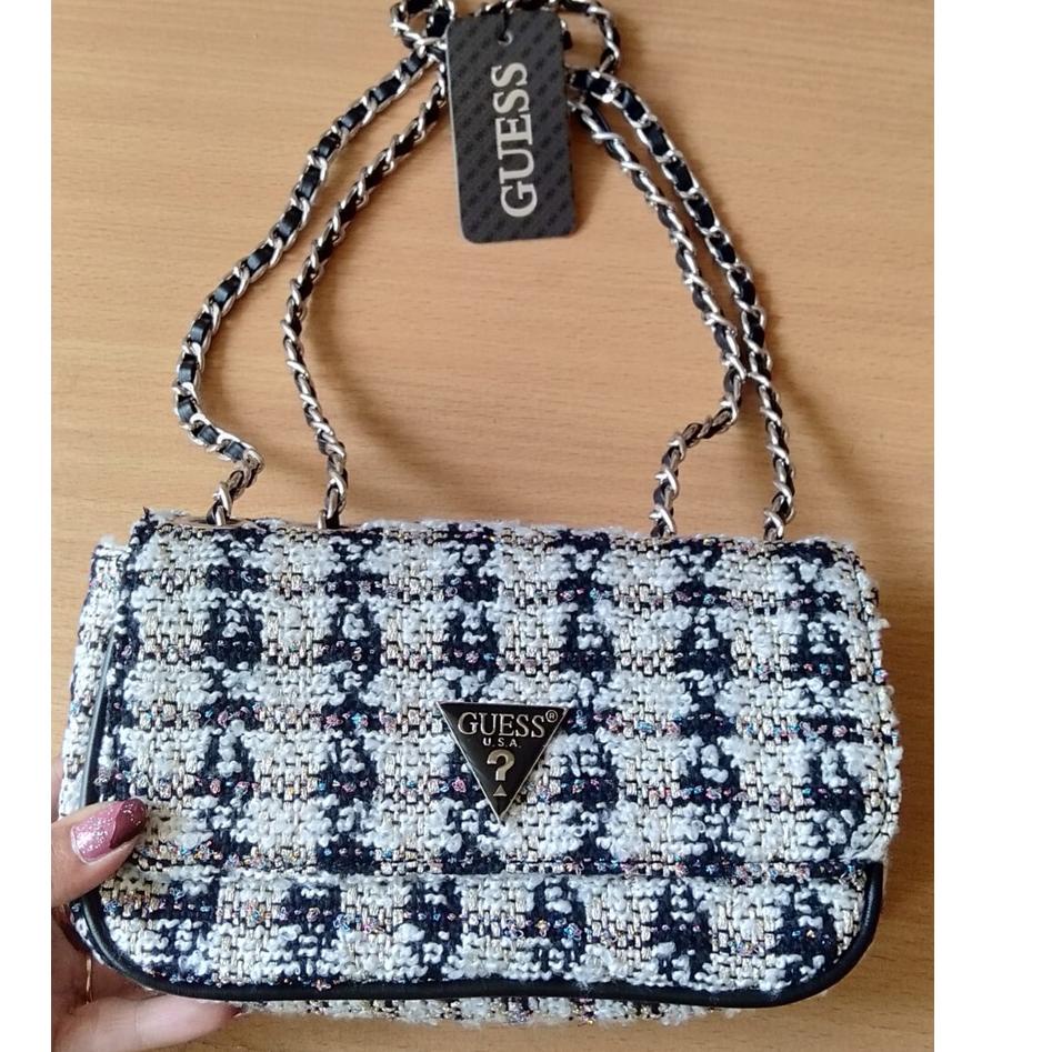 ♂ TAS WANITA/GUESS BAG SELEMPANG MINI CESSILY SLINGBAG RAJUT /TAS IMPORT PREMIUM#611860 ☞