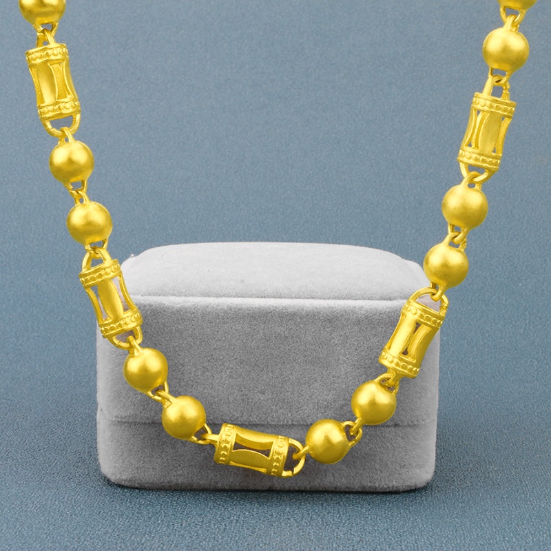 Kalung Emas Asli Kadar 375 Dengan Liontin Bambu Bulat Untuk Pria