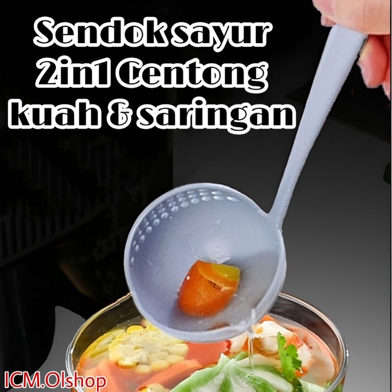 Centong Sayur 2 in 1 Kuah + Saringan / Sendok Sup Baso / Saringan Soup Anti