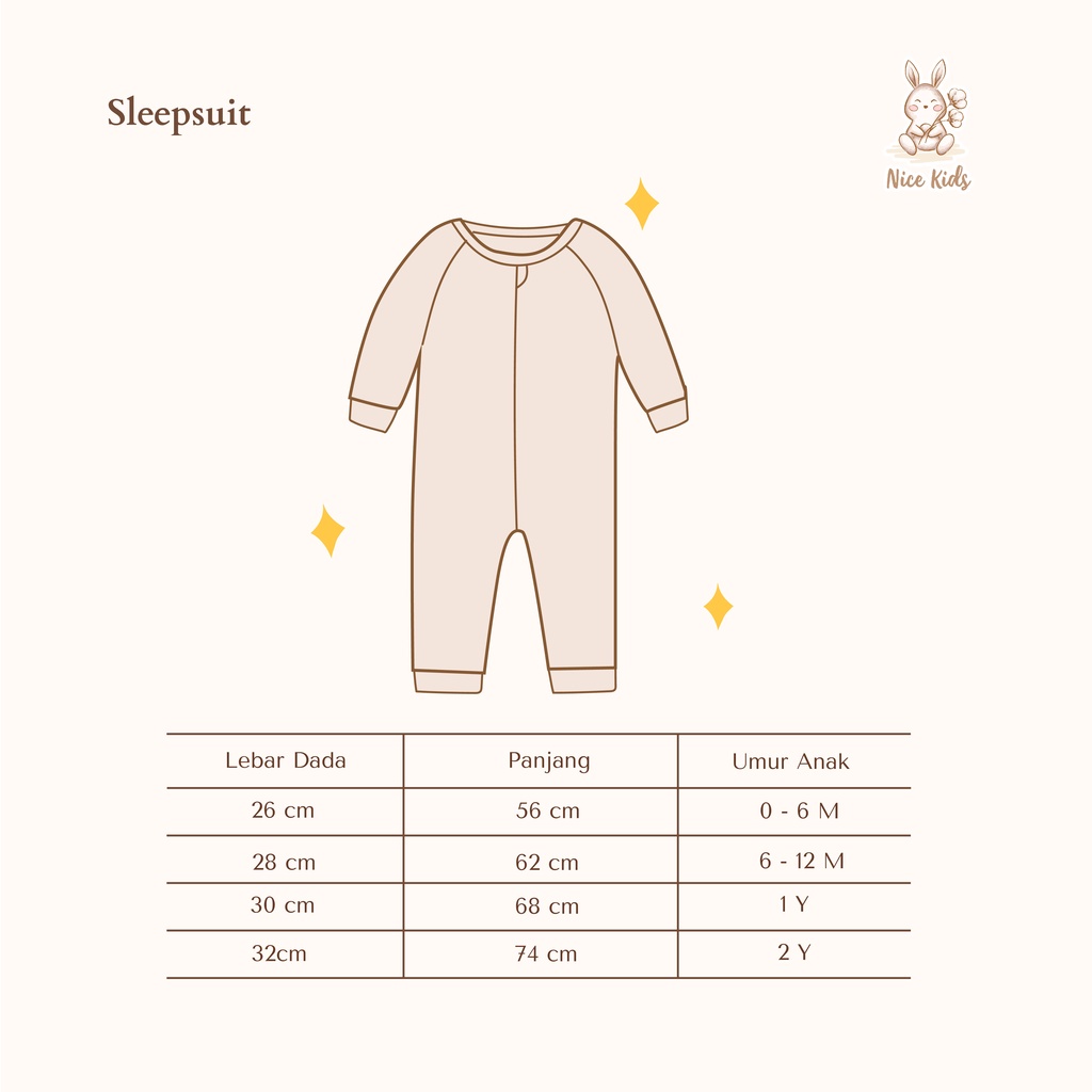 Nice Kids - Sleepsuit (Baby Bayi Piyama Pakaian Tidur Anak 0-2 Tahun)