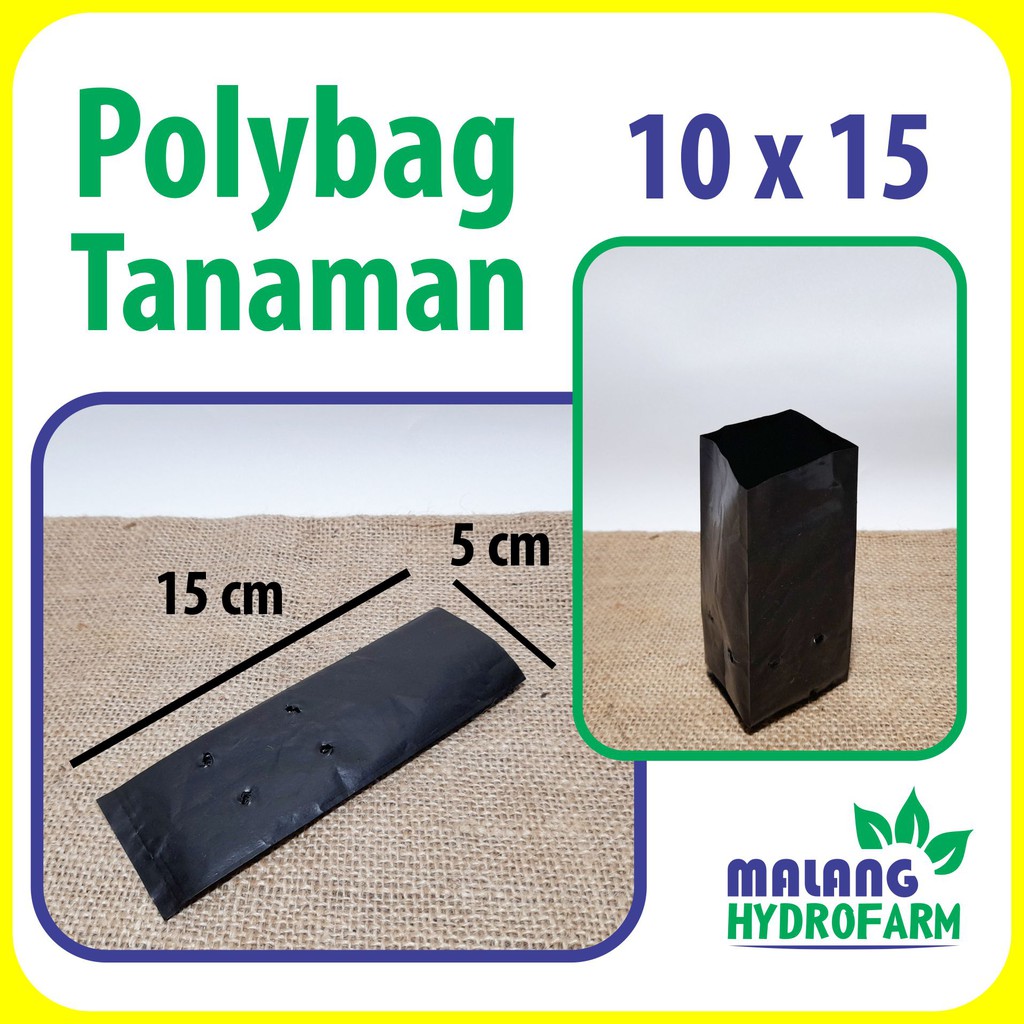 Polybag 10x15 cm satuan pot plastik tanaman hias tabulampot tanah hitam hydroponik buah benih