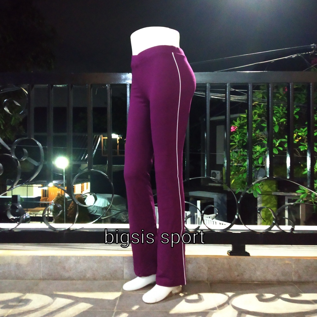 Celana Senam Wanita Model Panjang Lis Pinggir, Ada 12 Warna-Ungu