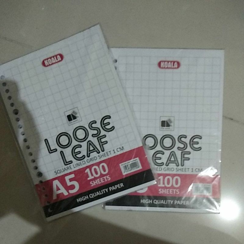 

Loose leaf a5 kotak kotak ukuran 1x1 cm