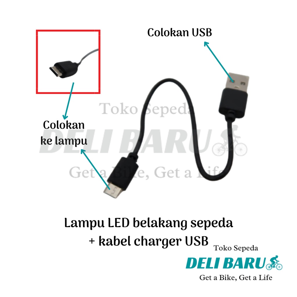 Lampu belakang LED sepeda USB bisa di cas rechargeable