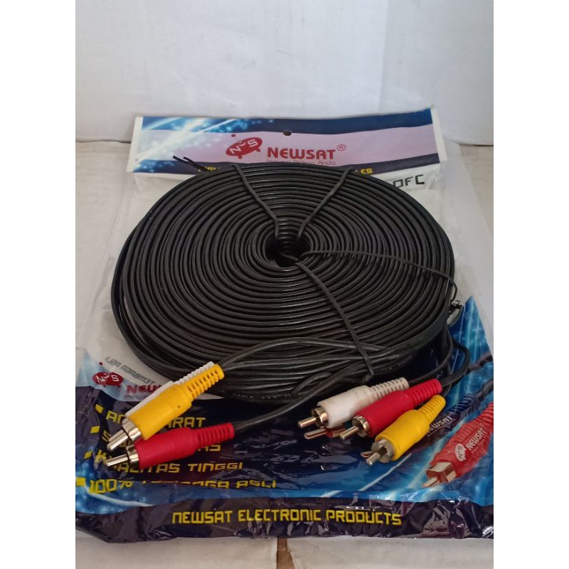 KABEL RCA AUDIO 3 K 3 MALE MEREK NEWSAT CABLE RCA PANJANG 10 METER