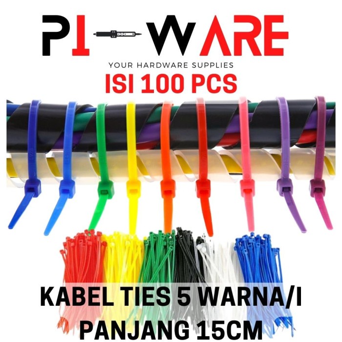 Kabel Tie 5 Warna Warni 100 Pcs Cable Ties Zip Lock Panjang 150mm 15cm