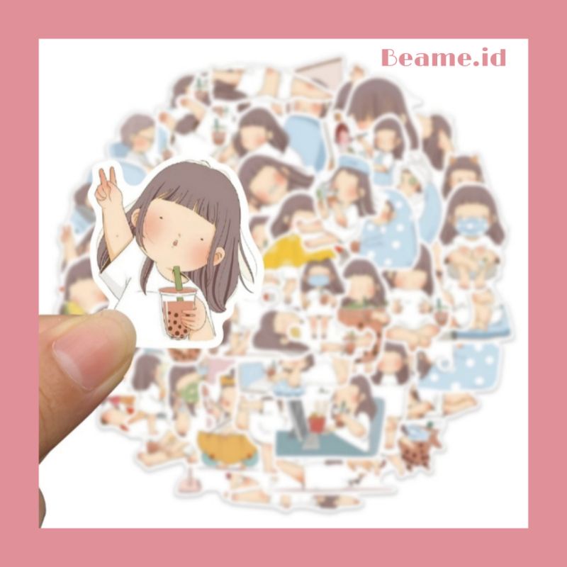 

Stiker Aesthetic Cute Boba Girl Tahan Air Tumblr Boju