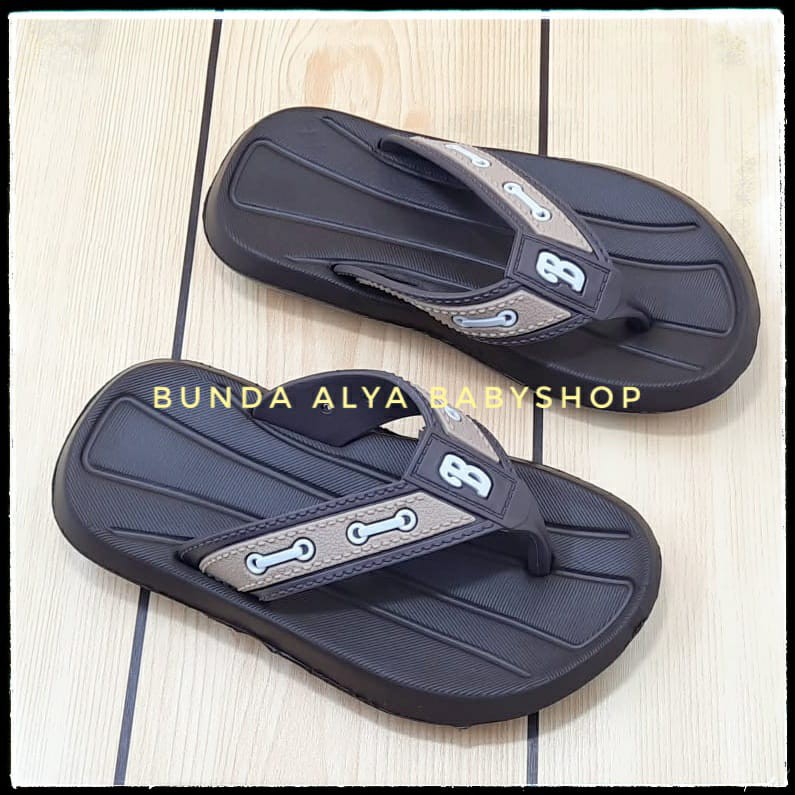 Sendal Anak Laki Jepit Umur 2 3 4 Tahun COKLAT Karet - Sandal Jepit Anak Cowok Karet Anti Licin Balacca Size 24 - 29