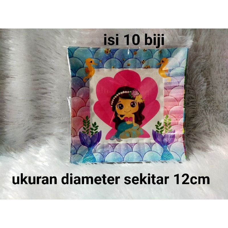 piring kertas kue cake ulang tahun happy birthday hbd ultah karakter mermaid putri duyung