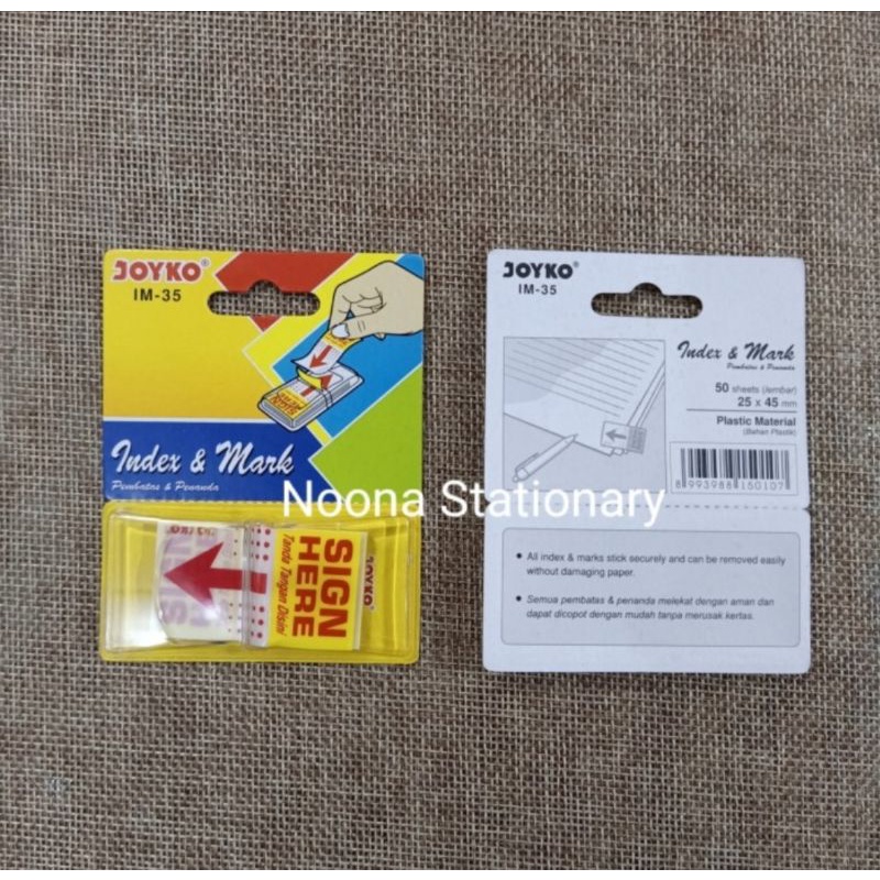 

Joyko Index Mark IM-35 / Joyko Penunjuk Sign Here Plastik / Joyko Post It Plastik.
