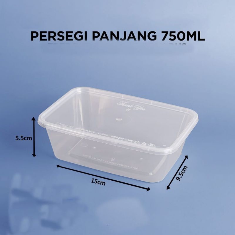 Tepak Makan Plastik/Tempat Makan/Thinwall Kotak 750ml