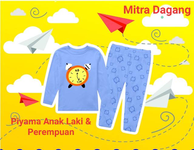 Baju Setelan Anak / Piyama Anak Lucu Motif Jam Dinding